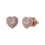 Orecchini in oro rosa 18K con diamanti pavè con cuore centrale doppio contorno