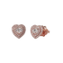 Orecchini in oro rosa 18K con diamanti pavè con cuore centrale doppio contorno