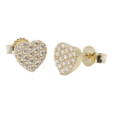 Orecchini oro giallo 18K con diamanti cuore pavè