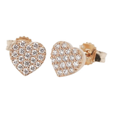 Orecchini oro rosa 18K con diamanti cuore pavè