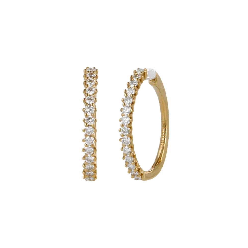 Orecchini nuda in oro giallo 18K con diamanti mezza veretta