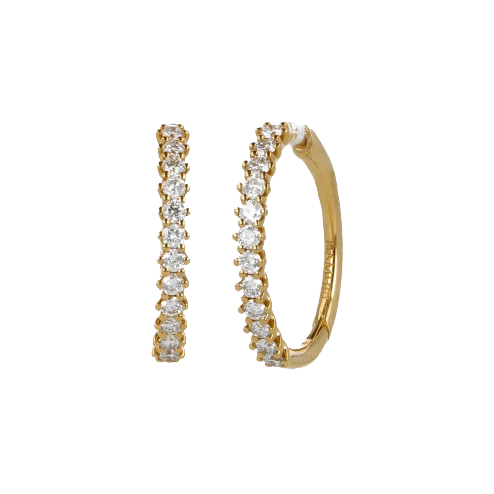 Orecchini nuda in oro giallo 18K con diamanti mezza veretta