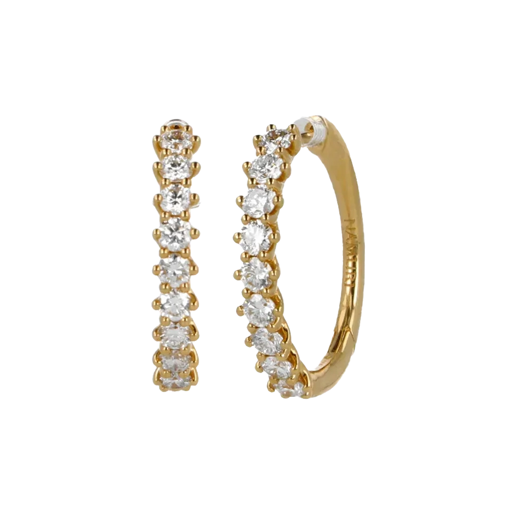 Orecchini nuda in oro giallo 18K con diamanti mezza veretta