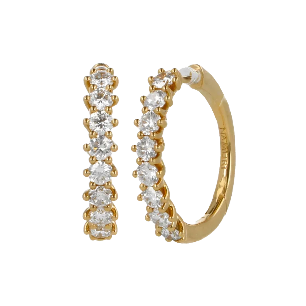 Orecchini nuda in oro giallo 18K con diamanti mezza veretta