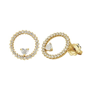 Orecchini in oro giallo 18K con diamanti con cuore