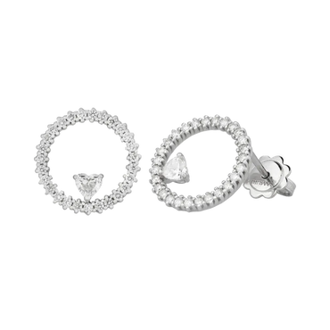 Orecchini in oro bianco 18K con diamanti con cuore