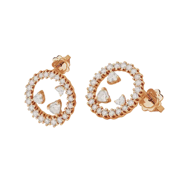 Orecchini in oro rosa 18K con diamanti con 3 cuori