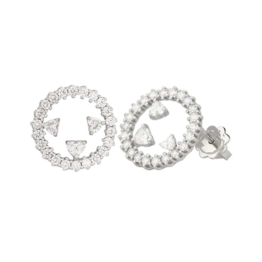 Orecchini in oro bianco 18K con diamanti con 3 cuori