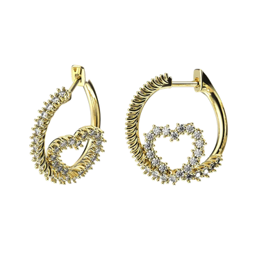 Orecchini giallo 18K a cerchio cuore intrecciato