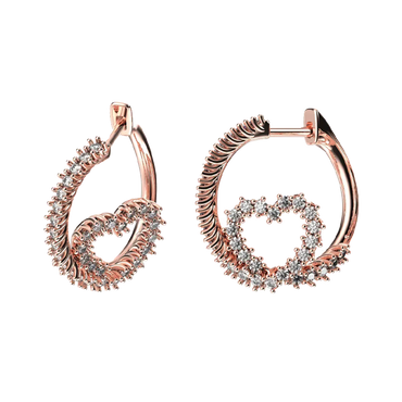 Orecchini oro rosa 18K a cerchio cuore intrecciato