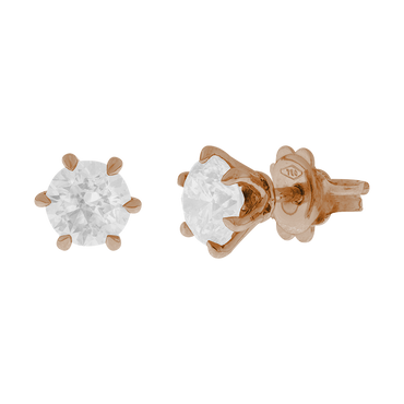 Orecchini sei griffe oro rosa 18K con diamanti da 0.60 a 2.00 ct