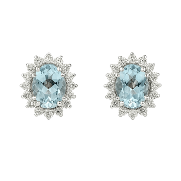Orecchini acquamarina con diamanti e oro bianco 18K
