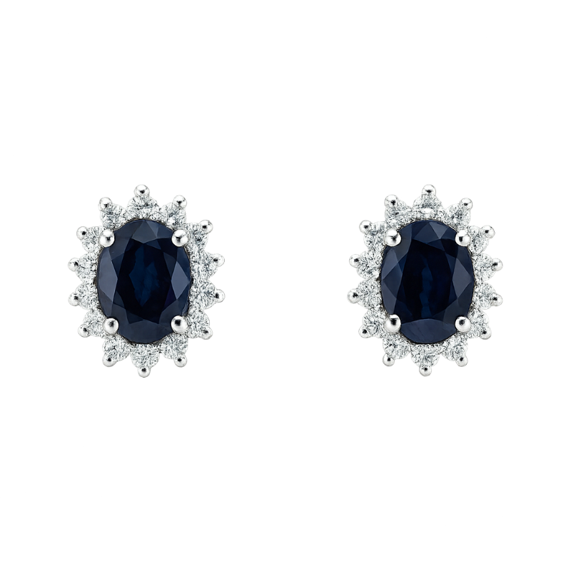 Orecchini zaffiro con diamanti e oro bianco 18K