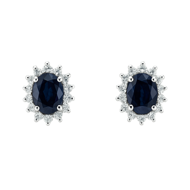 Orecchini zaffiro con diamanti e oro bianco 18K