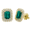Orecchini Oro Giallo 18K con Diamanti e Smeraldi Ottagonali