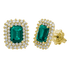 Orecchini Oro Giallo 18K con Diamanti e Smeraldi Ottagonali
