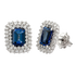 Orecchini Oro Bianco 18K con Diamanti e Zaffiri Ottagonali