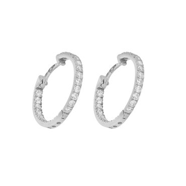 Orecchini a cerchio oro bianco 18K con diamanti