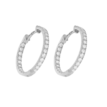 Orecchini a cerchio oro bianco 18K con diamanti