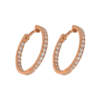 Orecchini a cerchio oro rosa 18K con diamanti