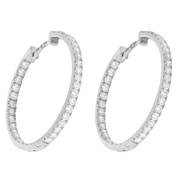 Orecchini a cerchio oro bianco 18K con diamanti