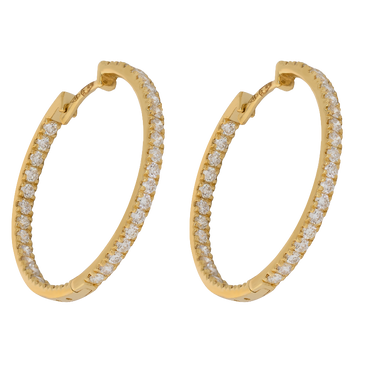 Orecchini a cerchio oro giallo 18K con diamanti