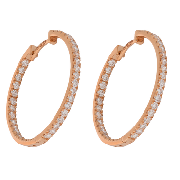 Orecchini a cerchio oro rosa 18K con diamanti