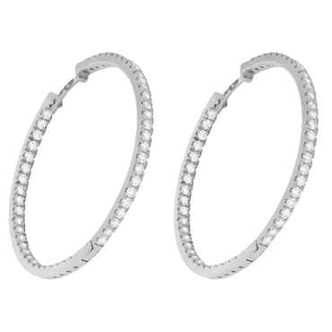 Orecchini a cerchio oro bianco 18K con diamanti