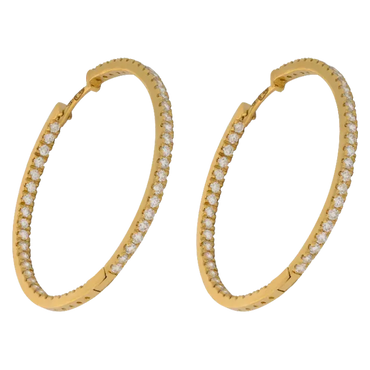 Orecchini a cerchio oro giallo 18K con diamanti