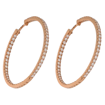 Orecchini a cerchio oro rosa 18K con diamanti