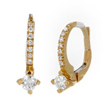 Orecchini oro giallo 18K con diamanti con centrale round da 0.36 a 0.56 ct