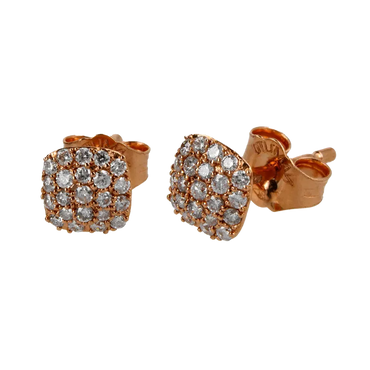 Orecchini oro rosa 18K con diamanti pavè quadro