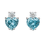 Orecchini acquamarina cuore con diamanti e oro bianco 18K