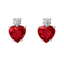 Orecchini rubino cuore con diamanti e oro bianco 18K