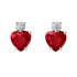 Orecchini rubino cuore con diamanti e oro bianco 18K