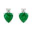 Orecchini smeraldo cuore con diamanti e oro bianco 18K