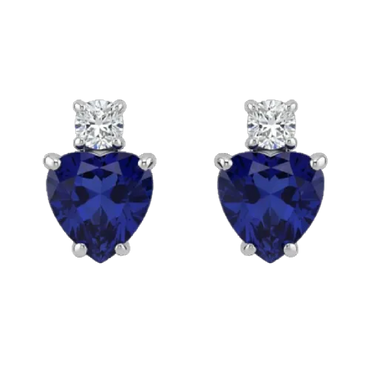 Orecchini zaffiro cuore con diamanti e oro bianco 18K