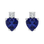 Orecchini zaffiro cuore con diamanti e oro bianco 18K