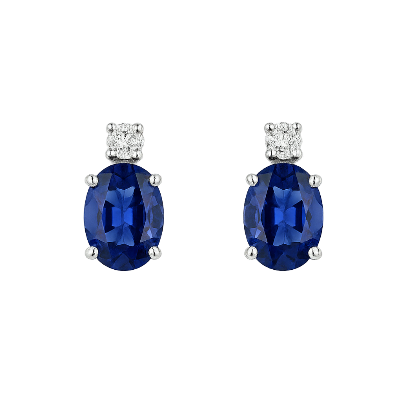 Orecchini zaffiro oval con diamanti e oro bianco 18K