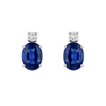 Orecchini zaffiro oval con diamanti e oro bianco 18K