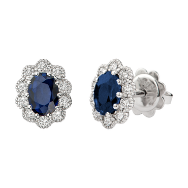 Orecchini Oro bianco 18K con Diamanti e Zaffiri TRT