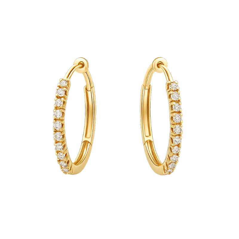 Orecchini cerchio con diamanti da 0.22 a 0.46 ct e oro giallo 18K