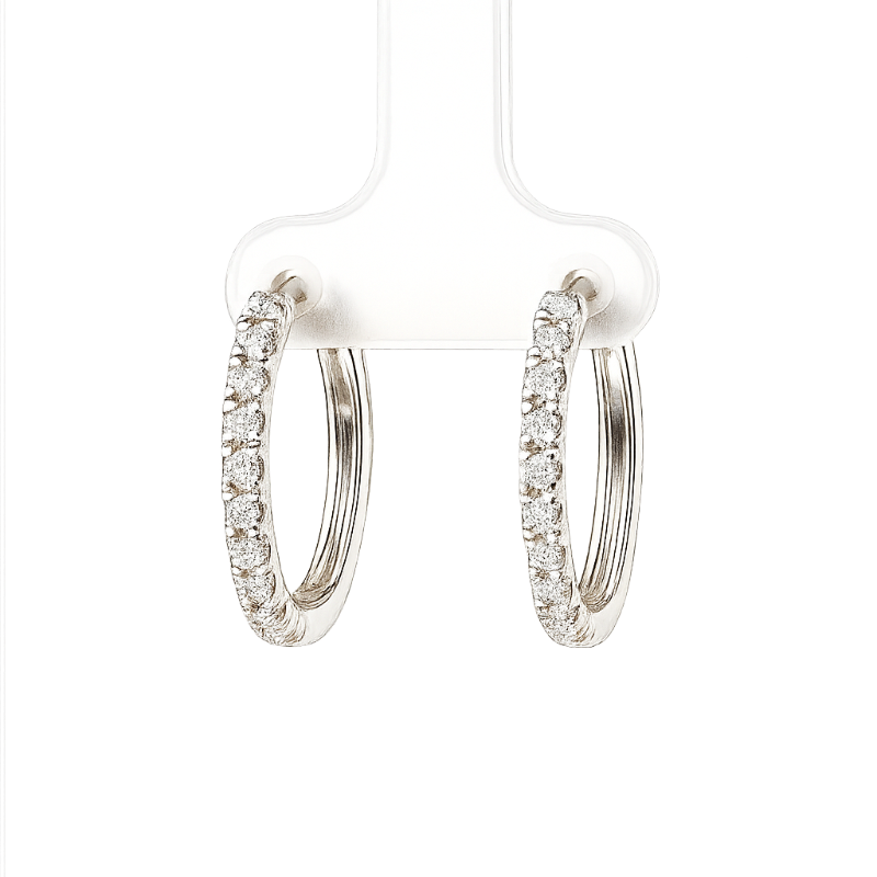 Orecchini cerchio con diamanti da 0.22 a 0.46 ct e oro bianco 18K