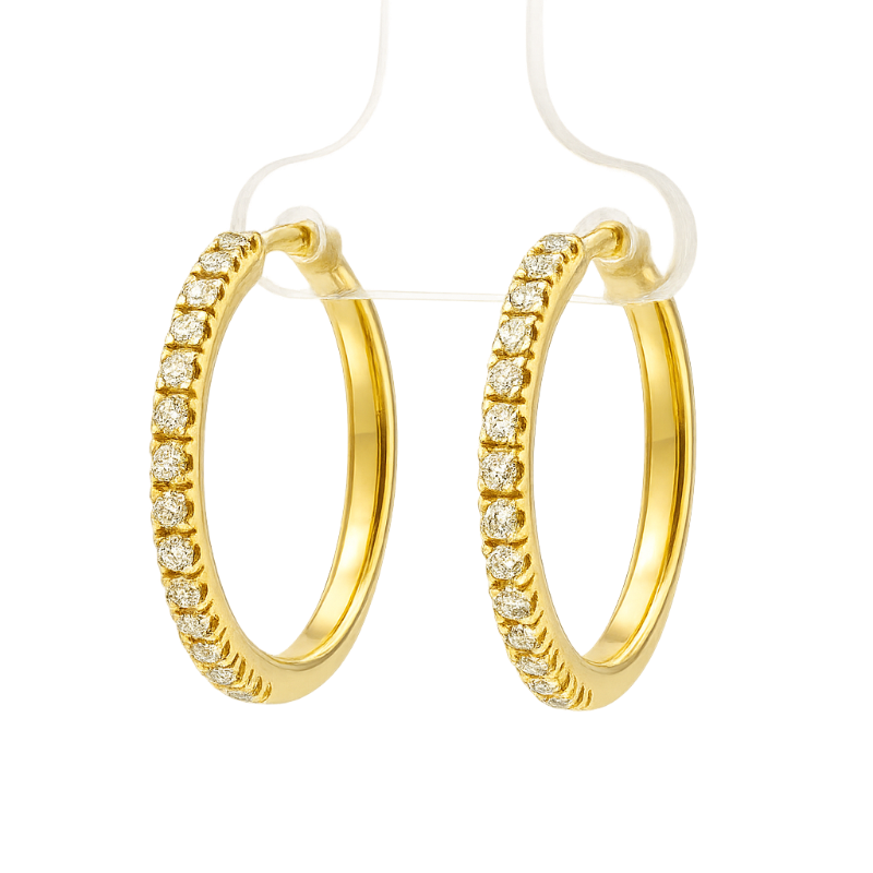 Orecchini cerchio con diamanti da 0.22 a 0.46 ct e oro giallo 18K