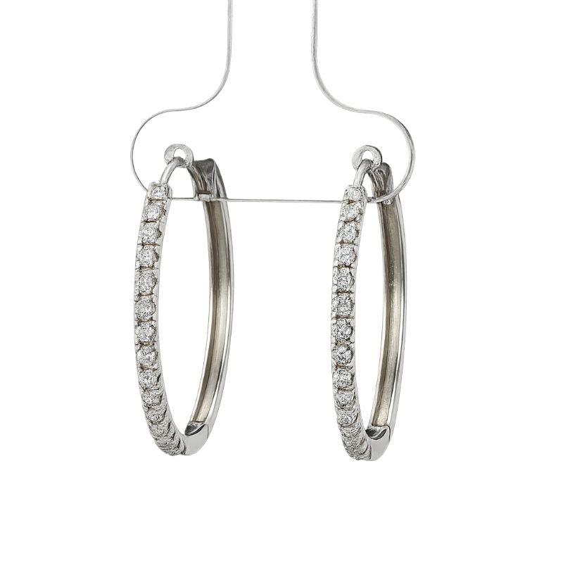 Orecchini cerchio con diamanti da 0.22 a 0.46 ct e oro bianco 18K