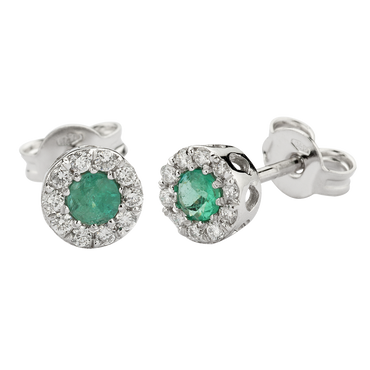 Orecchini Oro bianco 18K con Diamanti con Smeraldi