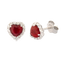 Orecchini oro bianco 18K con diamanti con rubino centrale a cuore
