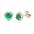 Orecchini oro bianco 18K con diamanti con smeraldo centrale a cuore