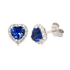 Orecchini oro bianco 18K con diamanti con zaffiro centrale a cuore