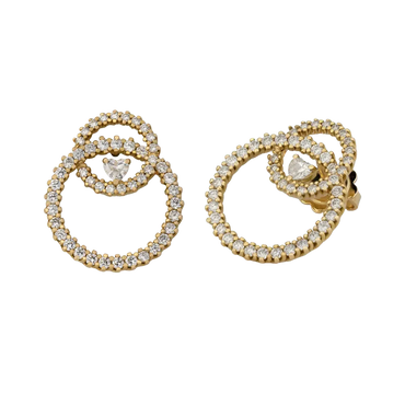 Orecchini in oro giallo 18K con diamanti con cuore